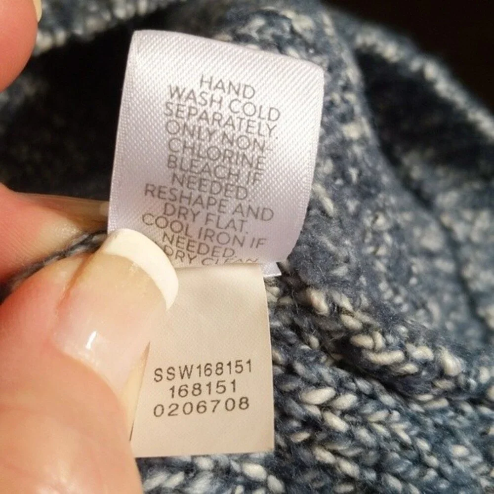 Pure Jill cotton/poly/acrylic heather blue crew neck sweater - L
